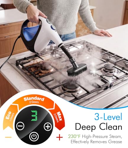 Handheld Steam Cleaner for Home 3s Instant Heat-Up No Need to Wait, Upgrade 2 LB Light Weight Easy Refill Portable Steamer Cleaner for Furniture Couch Grout Walls Kitchenware (White)