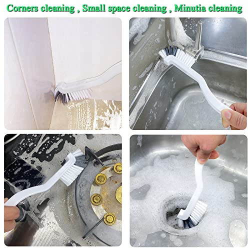 Cleaning Brushes Dish Brush Kitchen Washing Brush Set Shoe Brush Scrub Brush Home Household Cleaner Kit Floor Stiff Bristles with Adhesive Hooks Pot Pan Edge Corners Tile Lines Brush (Light Brown)
