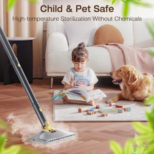 Steam Mop with Detachable Handheld Steam Cleaner, 10-in-1 Multi Accessories, Quick 10s Heat, 350ml and 2-Level Steamer for Cleaning Floor, Carpet, BBQ Grill, Tile, and Grout, Gray - color: Gray