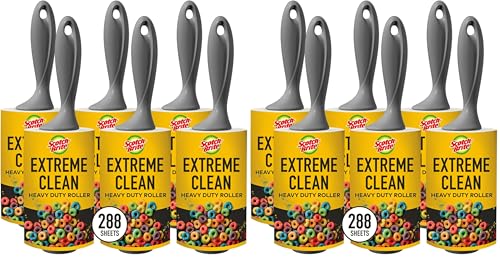Scotch-Brite 50% Stickier Lint Roller Works Great On Pet Hair 6 Rollers 48 Sheets per Roller 288 Sheets Total (Packaging May Vary) (Pack of 2) - size: 6 Rollers (Pack of 2), style: 288 Sheets