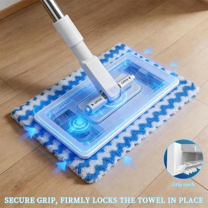 Lazy Mop for Wet and Dry, Clip Grip Mop with 360° Swivel Head, Long Handle Floor Mops, Dust Broom Mops for Floor Cleaning for Household Apartment Bedroom Bathroom Living Room Marble Tile