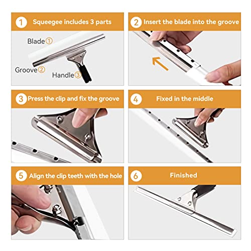 Squeegee Replacement Silicon Rubber Blade for Shower Doors, Window, Glass Cleaning, 41 Inch - color: White