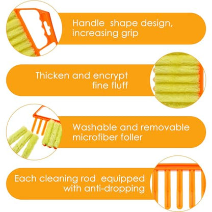 Geiserailie 2 Pcs Window Venetian Blind Cleaner Duster Tool Washable 7 Fingers Dusting Cleaner and Air Vent Shutter Brush Blinds Air Conditioner Fan Duster Dirt Housekeeping Tool (Yellow Orange) - color: Yellow Orange