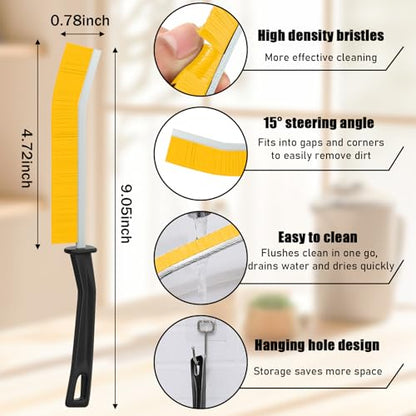 4PCS 23 * 2cm Crevice Cleaning Brush Set for Window Tracks Kitchen Use, Household Scrub Brushes with Handle Daily Clean(Multicolor) - color: White,yellow,red,green