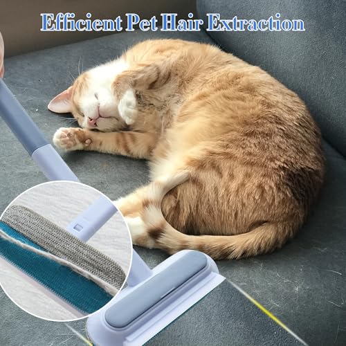 Pet Hair Remover for Furniture, Dog and Cat Hair Remover for Couch Carpet Furniture, 4 in 1 Multifunctional Pet Hair Removal Broom, Cleaning Brush for Window Tile, Reusable Washable