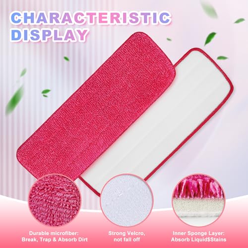 Replacement Microfiber Mop Pads Compatible with Rubbermaid Reveal Spray Mop, 16.5" Reusable Wet & Dry Floor Cleaning Pad Refills Fit for Any Microfiber Reveal Flat Mops(4 Pack) - size: 16.5'' x 5.5