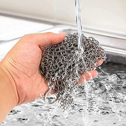 Outset Chain Mail Cast Iron Cleaner and Scrubber Tool - size: 8" x 6" Scrubber