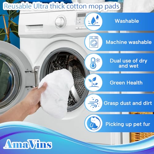 5 Pack Reusable 100% Cotton Mop Pads Compatible with Swiffer Sweeper Mop, Wet and Dry Flat mop Cover, Washable Mop Pads for Surface/Hardwood Floor Cleaning (Mop is Not Included) - color: White 5 Pack