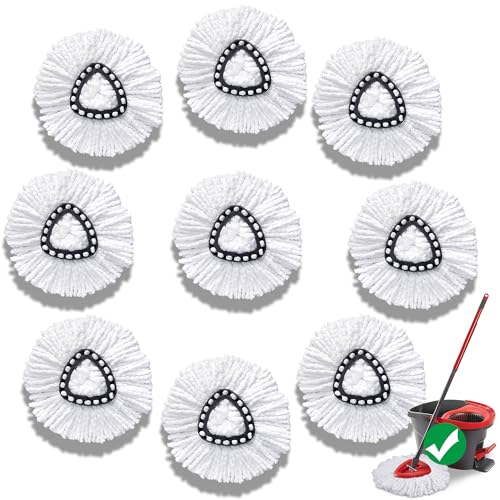Mop Head Replacement for O-Cedar Easy Wring 1-Tank System，Exovyn Spin Mophead Replacements，Microfiber 9 Pack 360° Swivel Mop Refills，Deep Clean,Easy Cleaning，Machine Washable and Easy to Replace - size: 9 pack