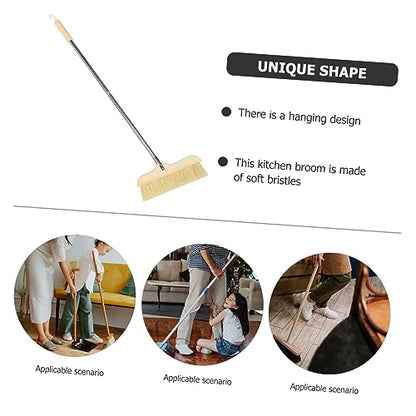 Bristle Broom Long Handle for Home Cleaning Soft Bristles for Floor and Carpet Dust Sweeper for Kitchen Living Room and Bathroom Use