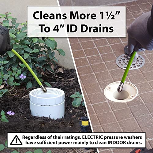 50 FT Sewer Jetter for Electric Pressure Washers - Flexible Steel Braid | Unclog sinks, laundry lines, floor drains, other indoor and outdoor pipes - style: 50 FT for Electric Pressure Washers