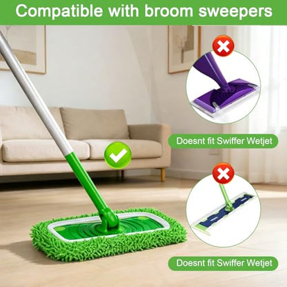3 Pack Flat Mop Pads Replacement Washable Reusable Wet Dry Floor Cleaning Refill Set for Home Hard Floor(Green) - color: Green