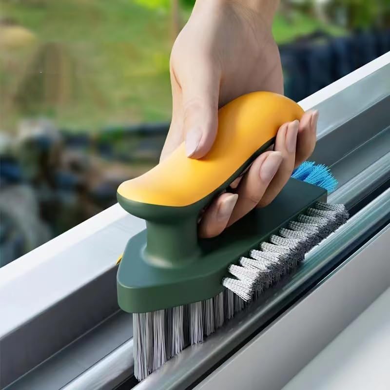 2-in-1 Durable Plastic Crevice and Floor Scrub Brush for Cleaning with Handle - Portable Design Hand Brush for Bathroom, Kitchen, Living Room Cleaning