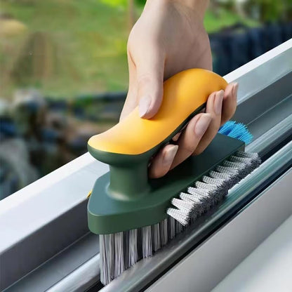 2-in-1 Durable Plastic Crevice and Floor Scrub Brush for Cleaning with Handle - Portable Design Hand Brush for Bathroom, Kitchen, Living Room Cleaning