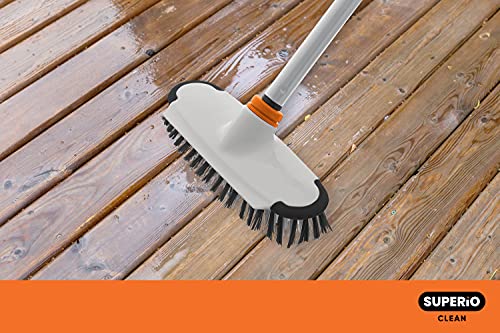 Superio Deck Scrub Brush Head, Heavy Duty Stiff Bristles Grout Scrubber with Scraper - Cleans Hot Tub, Swimming Pool, Granite Tiles, Bathroom, Patio, Kitchen, Wall and Deck (Refill Brush Head) - size: Refill Brush Head