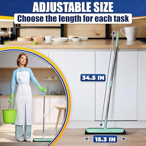 Floor Squeegee - 34.5" Telescoping Squeegee for Window Cleaning with Durable Stainless Steel Blade for Clear Surface Wiping - Suitable for Bathroom Mirrors, Car Windows and Home Surfaces