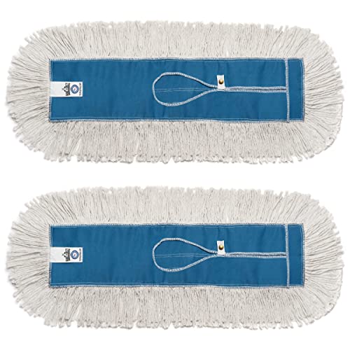 Nine Forty Industrial-Grade 18x5 Cotton Dust Mop Head Refills, Perfect Replacement for Busy Home, Gym, Industrial and Commercial Spaces, Heavy-Duty Mop for Janitorial & Housekeeping Needs - 2 Pack - size: 18" X 5" (Pack of 2)