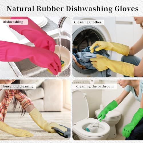 Rubber Gloves for Cleaning – 3 Pairs Reusable Gloves for Dishwashing, Kitchen and Household Tasks, 15-Inch Long (Regular Style, XL(Fits Large Hands)) - size: XL(Fits Large Hands), style: Regular Style