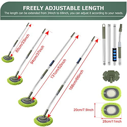 Wall Cleaner, Wall Cleaner Mop Green Mop for Walls Max 66’’ Wall Mop with Long Handle, Ceiling Dust Mop with 15°Labor-Saving Extension Pole, Green Wall Cleaner with Long Handle, Wall Washing Mop