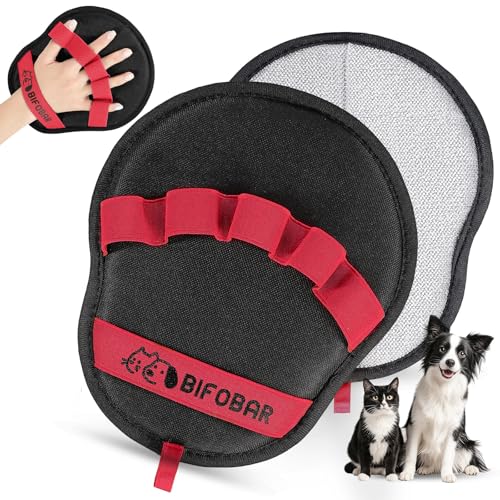 Pet Hair Removal Glove - Magic Brush Electrostatic Mitt for Dogs & Cats, Reusable Grooming Gloves - Dog Hair Remover Tool with 5-Finger Design for Couch, Carpet, Furniture, Laundry & Clothing - color: Red