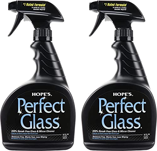 HOPE'S Perfect Glass Cleaner Spray, Streak-Free, Ammonia-Free Window, Mirror, Screen, Tinted Glass, and Shower Door Cleaner, Indoor and Outdoor Glass Surfaces, 32 Fl Oz, Pack of 2 - style: 32 Fl Oz (Pack of 2)