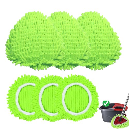 6 Pack Reusable Microfiber Mop Pads Compatible with O-Cedar EasyWring Triangle Mop,Elastic Mop Head Replacement for Deep Clean,Machine Washable Mop Refills - size: 6Pack