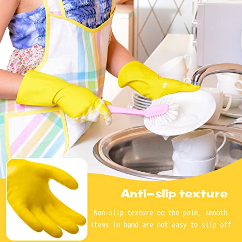 Rubber Reusable Gloves Long Household Dishwashing Gloves Kitchen Cleaning for Dishes Clean Gardening - color: Yellow, size: X-Large