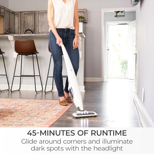Kenmore DS1030 Cordless Stick Vacuum Lightweight Cleaner 2-Speed Power Suction LED Headlight 2-in-1 Handheld for Hardwood Floor, Carpet & Pet Hair, White - style: White