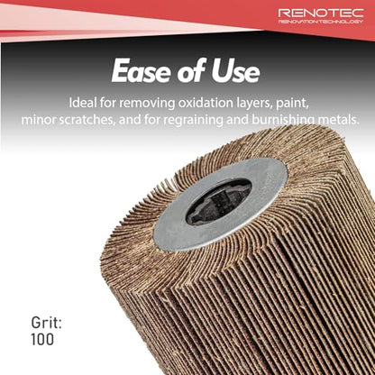 Abrasive Flap Sanding Drum, 4.33" x 4", 110x100mm, Aluminum Oxide, Rust & Paint Remove Metal Surface Conditioning, for Burnishing Polishing Machine - style: Abrasive Flap Sanding Drum #100