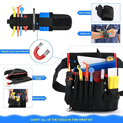 NEWISHTOOL Vinyl Wrap Tool Window Tint Film Application Kit Includes Wrap Tools Bag Wristband Pouch Vinyl Magnets PPF Squeegee for Car Wrapping, Auto Glass Film & Paint Protection Film Installing