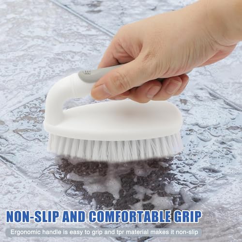 Scrub Brushes for Cleaning Bathtub Scrubber Heavy Duty Scrub Brush with Handle Stiff Bristle Cleaning Brush for Shower, Kitchen, Sink, Bathroom, Floor (Gray) - color: Gray