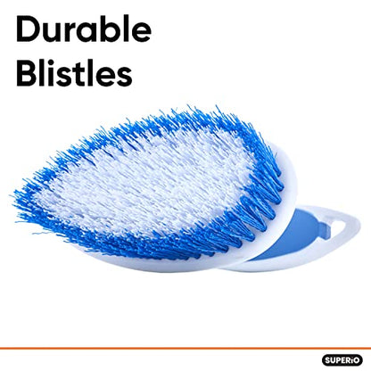 Superio Cleaning Scrub Brush with Stiff Bristles and Comfort Grip Handle,Blue 2 Pack Heavy-Duty Household Utility Scrubber for Kitchen, Bathroom, Shower, Sink, Toilet