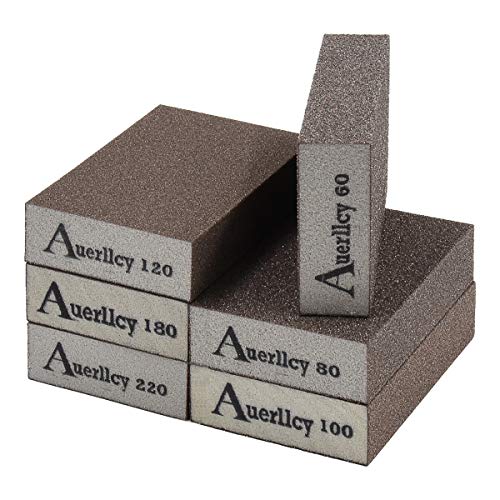 Sanding Sponge, Auerllcy 6 Pieces 60/80/100/120/180/220 Grit Sanding Blocks Assortment, Coarse/Medium/Fine. Washable and Reusable. - style: 6PCS-M