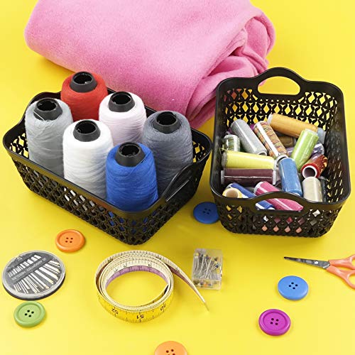 12-Pack Mini Plastic Storage Basket Trays with Handle, Black - size: mini