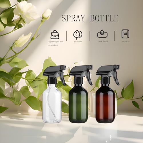 2 Pack Leakproof Spray Bottles 300ml - Adjustable Nozzle (Mist/Jet), Refillable PET Plastic for Hair, Cleaning, Plants, Travel | BPA-Free, No-Spill Design, Salon & Home Essentials (Brown) - color: Brown