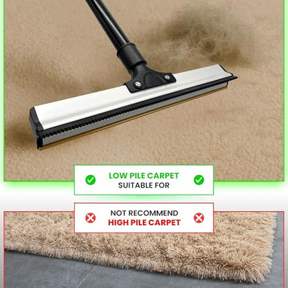 Carpet Rake Kit for Pet Hair Removal & Fluffing Matted Carpet – 61" Adjustable Handle, Deep Clean Dog & Cat Hair Remover, Reusable Scraper for Rugs, Low Pile Carpet, Couch Stairs & Car - size: Pet Hair Removal Kit