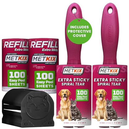 Lint Rollers for Pet Hair Extra Sticky, Special Cover Design, Pet Hair Remover, 400 Sheets - size: 2 Rollers + 2 Refills (Total 400 Sheets)