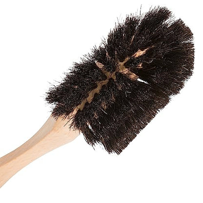 Redecker Dish Brush, Horsehair, Curved Handle – Wrap-Around Bristles for Corner Cleaning, Made in Germany - size: Single Unit, 10-1/2-Inches