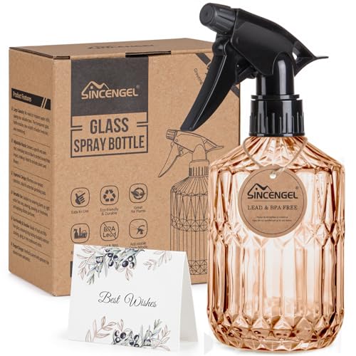 Glass Plant Spray Bottle, 13.5 oz small plant mister, Leak Proof Fine Mist Watering can with Adjustable Nozzle for Indoor Plants Lover, Gardening, Hair, Cleaning Solutions (Orange) - color: Orange