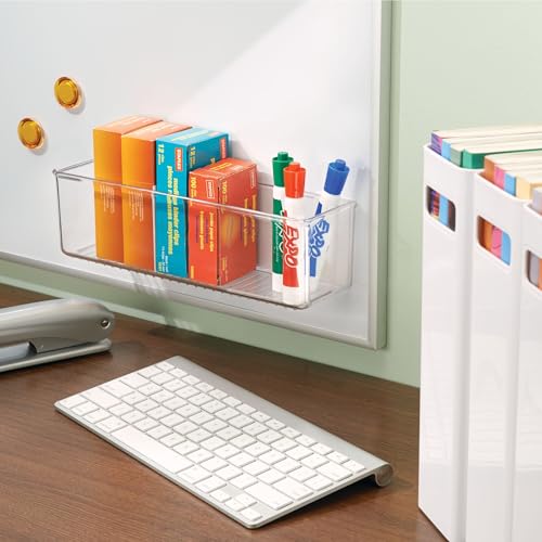 iDesign Adhesive Organizer Bin, Set of 4, Clear | Damage-Free Hanging, For Kitchen, Bathroom, or Office - style: Pack of 4