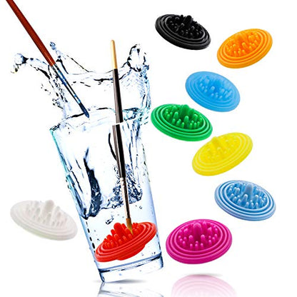 Paint Puck Paint Brush Cleaner (3-Pack, Blue) – Reusable Silicone Insert with Suction & Nubs for Cleaning Acrylic, Oil & Watercolor Brushes – Fits Cups for Classroom, Studio & Home Use - color: Blue