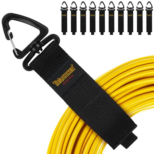 Heavy Duty Storage Straps(10-Pack), Trilancer Hook-and-Loop Cord Organizer and Hanger with Triangular Buckle to Hang on Walls for Cables,Wires,Rope,Hoses,Organization for Home,Garage or Workshop (10M) - size: 10M