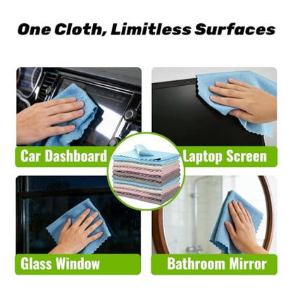 Magic Fish Scale Glass Cleaning Cloths 10 Pack, 12x12 Streak Free Lint Free Microfiber Rags for Car Windows Mirrors Stainless Steel