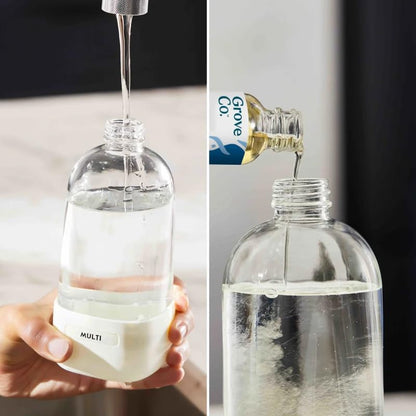 Grove Co. Refillable Glass Spray Bottle, 16 oz White - Reusable Cleaning Container with Protective Silicone Sleeve & Slide & Snap Labeling System - For Essential Oil, Multi-Purpose & Glass Cleaners - color: White, size: 16 Ounce (Pack of 1)