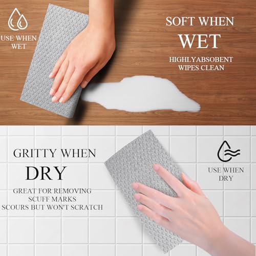 6 - Pack Swedish Kitchen Dish Cloths - Reusable Paper Towels for Counters & Dishes - Eco Friendly Cellulose Sponge Cloth (Grey) - color: B-grey