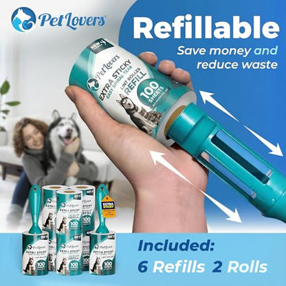 PetLovers Extra Sticky Lint Roller Ultimate Value Set 800 Sheets for Pet Hair Removal, Dog and Cat Lint Remover 8 Pack Green - size: 8 Pack Green