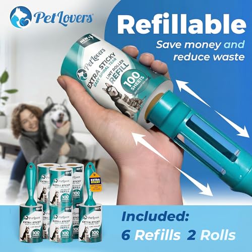PetLovers Extra Sticky Lint Roller Ultimate Value Set 800 Sheets for Pet Hair Removal, Dog and Cat Lint Remover 8 Pack Green - size: 8 Pack Green Lint Roller
