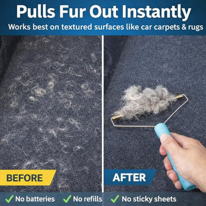 Lazy Lola™ ScrapeAway Pet Fur Scraper – Reusable Dog & Cat Hair Remover Tool for Furniture, Carpets & Car Interiors – No Batteries or Refills, Heavy-Duty Metal Pet Hair Cleaner