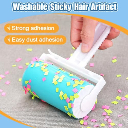 Lint Remover Washable Clothes Hair Sticky Roller Reusable Portable Pet Hair Remover Sticky Roller Easy Install,Yellow