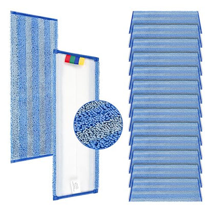 15 Pack Replacement Microfiber Mop Pad – Universal 17-18" Heavy Duty Reusable Refill – Thick Commercial Cleaning Pad for Wet & Dry Use - 18in Flat Mop Head (Trapezoid) - size: 15 Pack - 18in Flat Mop Head (Trapezoid)